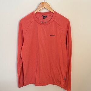 Patagonia Organic Cotton Long Sleeve Shirt Coral Red Size Medium